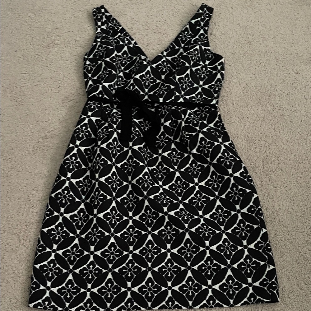 Tracy Reese Black and White Floral Midi Dress